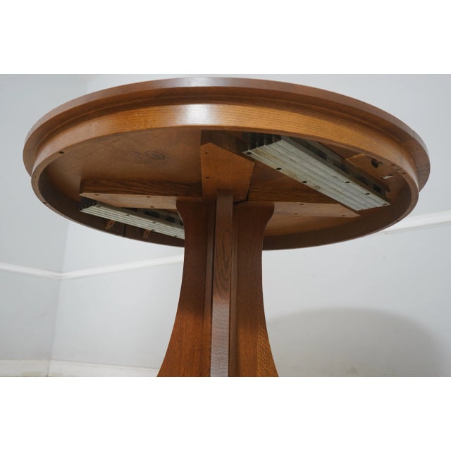 Stickley Round Mission Oak Dining Room Table For Sale - Image 11 of 18