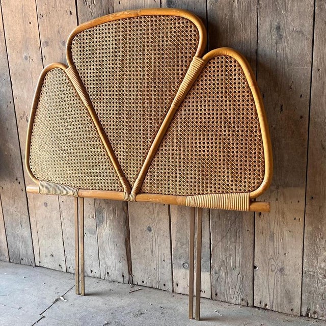 Mid Century bamboo single bed headboard Dimensions Length – 92cm headboard height not inc legs – 63cm
