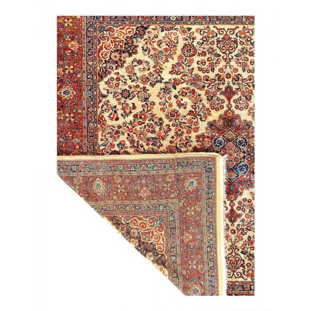 Traditional 1920s Pasargad DC Fine Hand Knotted Persian Antique Square Sarouk Rug For Sale - Image 3 of 3