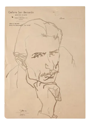 Portrait of Man - Original Drawing in China Ink by Umberto Casotti - 1947 1947