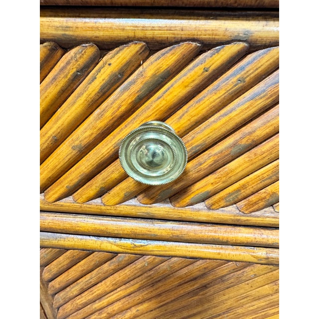 Vintage Coastal Bho Pencil Reed Style Bamboo Credenza For Sale In Richmond - Image 6 of 9