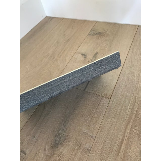 2020s Pigeon & Poodle Maranello Steel Blue/White Abaca Medium Tray For Sale - Image 5 of 9