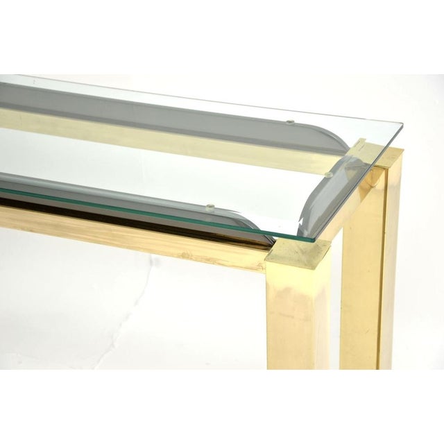 Vintage Italian Brass and Glass Console Table, 1970 For Sale - Image 6 of 11