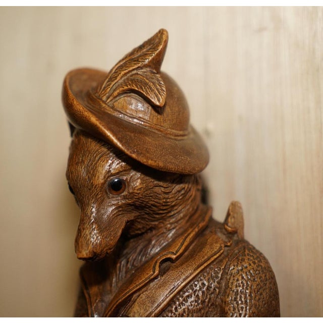Late 19th Century Antique Musical Black Forest Hand Carved Fox Whip Hook, 1880 For Sale - Image 5 of 18