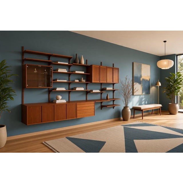 Large Wall-Mounted Shelving System in Teak by Poul Cadovius for Cado, 1960s For Sale - Image 15 of 18