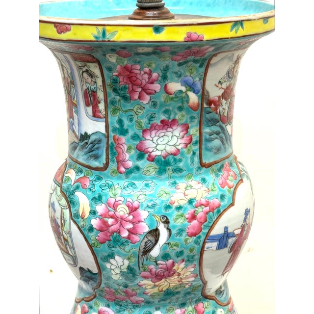 Early 19th Century Chinese Export Famille Rose (Fencai) Gu-Form, Now as a Lamp For Sale - Image 15 of 18