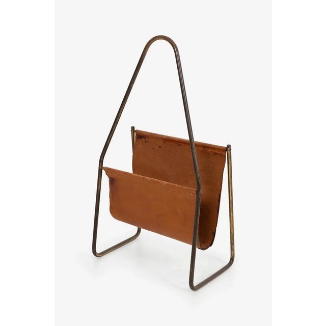 Carl Auböck Brass and Leather Magazine Rack For Sale In Chicago - Image 6 of 11