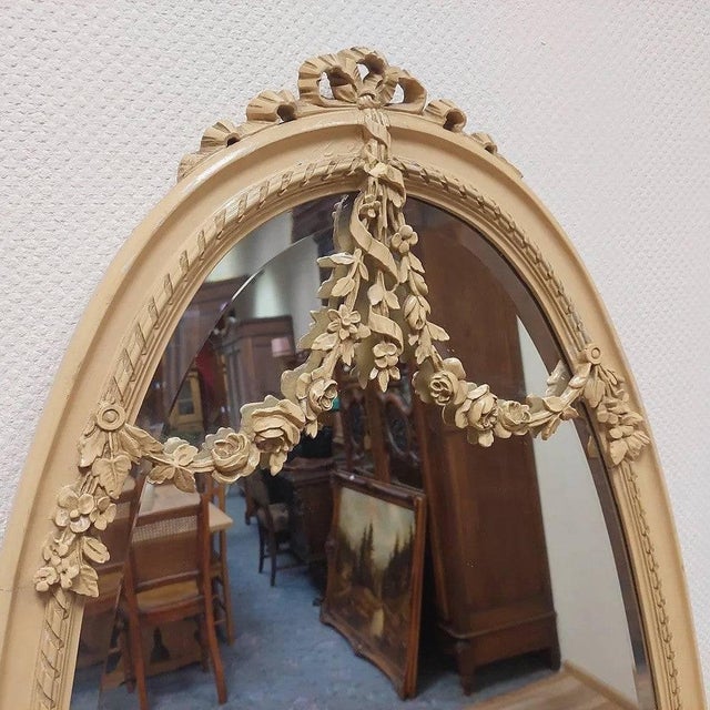 Louis XVI Style Mirror in Pine Frame For Sale - Image 4 of 7