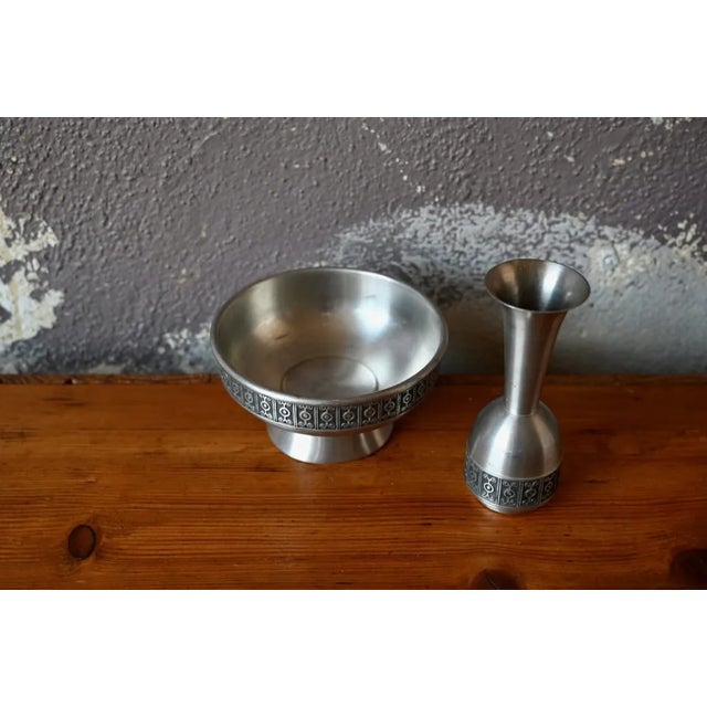 Scandinavian Pewter Cup and Vase in Pewter by Haugrud, Norway, Set of 2 For Sale - Image 4 of 7