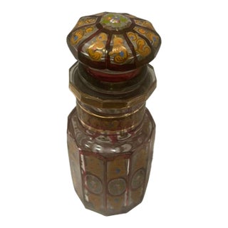 Antique Hand-Painted Bohemian Glass Perfume Bottle For Sale