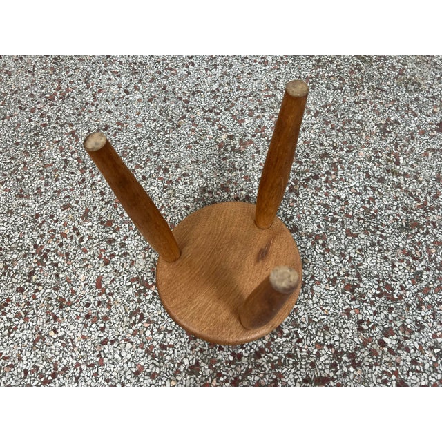 Vintage Studio Crafted Three Legged Stool in Oak For Sale - Image 10 of 12