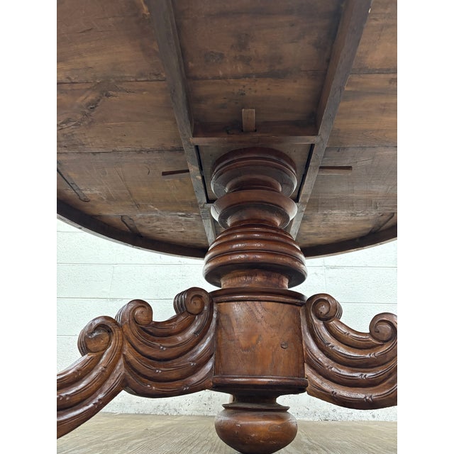 Antique French Renaissance Revival Victorian Renaissance Solid Oak Dining Table For Sale - Image 11 of 18