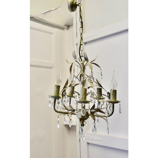 White Toleware Open Basket Ceiling Chandelier, 1950s For Sale - Image 4 of 7