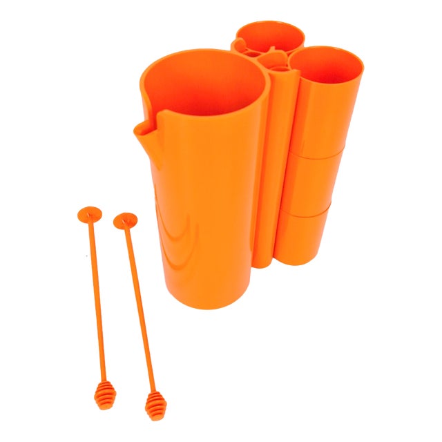 Vintage French Juice Service by Jean-Pierre Vitrac for Déposé France, 1970s, Set of 9 For Sale