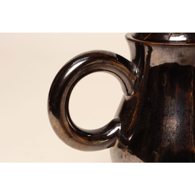 Vintage Vallauris Two Tone Gray and Yellow Ceramic Teapot by Auguste Lucchesi For Sale - Image 10 of 17