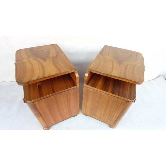 Art Deco Bedside Tables by Jindrich Halabala for Up Závody, 1940s, Set of 2 For Sale - Image 15 of 18