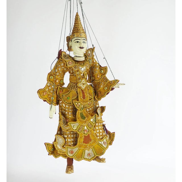 Large Vintage Asian Puppet with Clothing with Beads and Sequins For Sale - Image 10 of 11