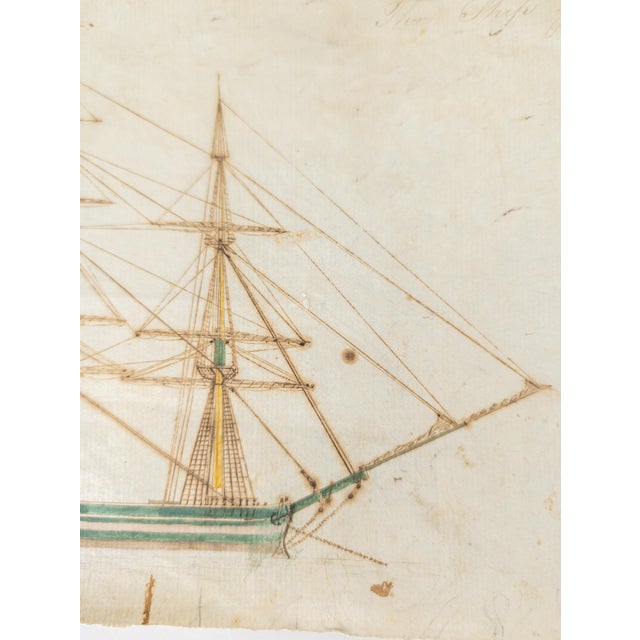 19th Century Folk Art Nautical Sailor Made Drawing of a Ship For Sale In New York - Image 6 of 11
