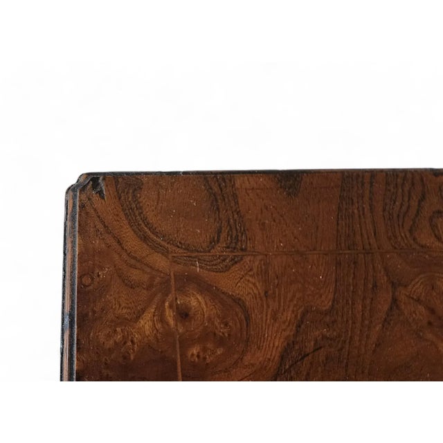 Burled Elm Queen Anne Style 4 Drawer Dining Room / Entrance Way Sideboard Cabinet, C1980s For Sale - Image 9 of 12