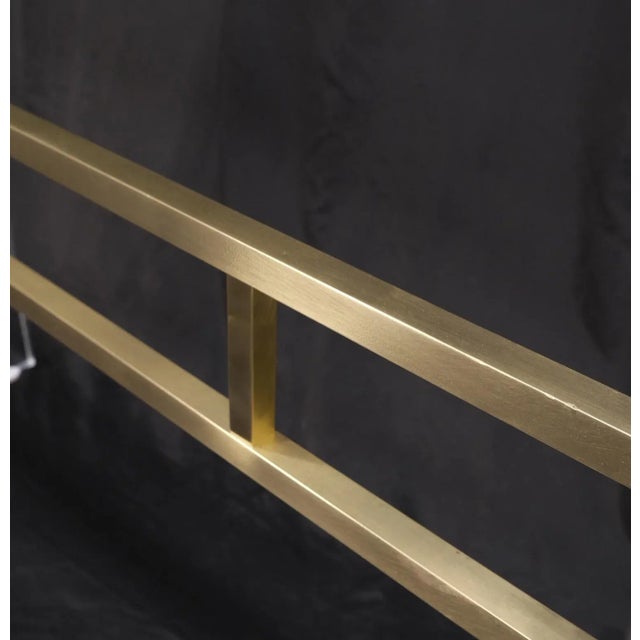 Lucite & Brass Base Glass Top Console Sofa Table Mid-Century Modern For Sale - Image 10 of 13