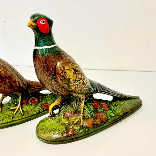1973 Boho Chic Americana Folk Art Ceramic Pheasants - A Pair For Sale - Image 10 of 16