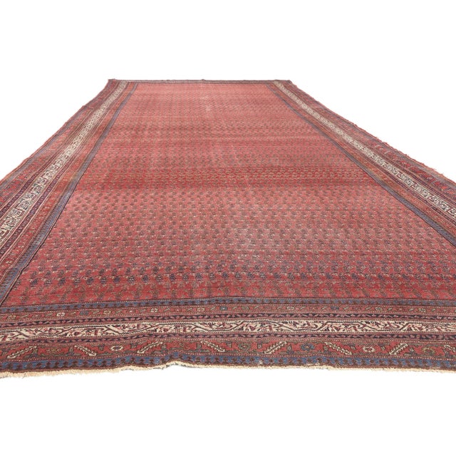 Rustic Early 20th Century Extra-Long Antique-Worn Persian Saraband Rug - 07'03 X 19'11 For Sale - Image 3 of 9