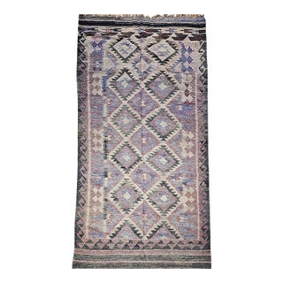 Vintage Turkish Kilim, Handwoven Wool Rug, Geometric Pattern in Southwestern Colors, 5x10 For Sale