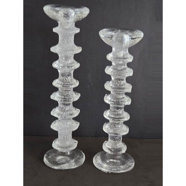 Transparent 1970s Timo Sarpaneva Iittala "Festivo" Candle Holders, Set of 2 For Sale - Image 8 of 8