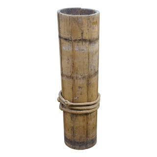 Antique Tibetan Wood Yak Butter Churn Bucket 29" For Sale