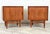 A Perfect Pair Of Teak Tambour Door Nightstands By Sven Madsen For Falster Mobelfabrik. Fully Refinished & In Stellar...