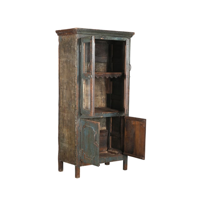 Indian Vintage Indian Painted Teakwood Bookcase/Armoire For Sale - Image 3 of 4
