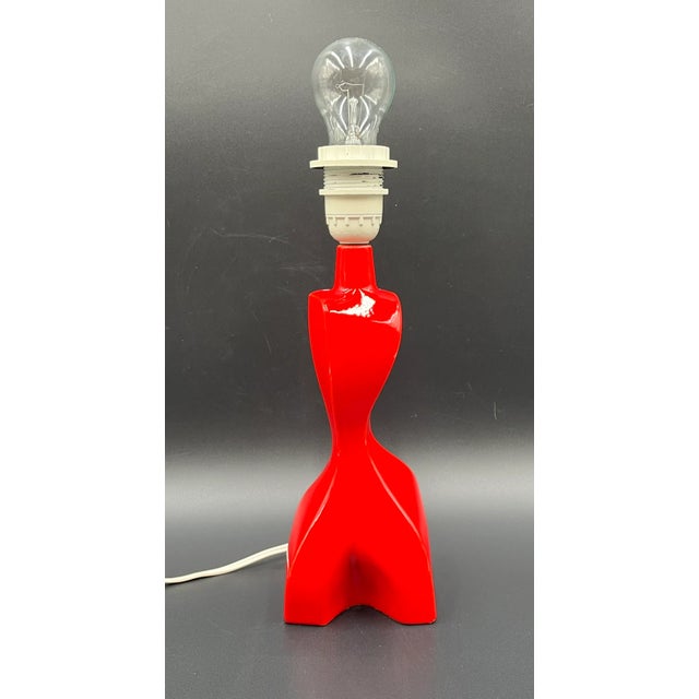 Sculptural Mid-Century Porcelain Lamp in the style of Heifetz, Space Age, Red For Sale - Image 15 of 15