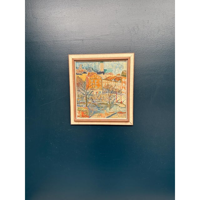 Rune Person, City Scene, 1950s, Oil Painting on Canvas, Framed For Sale - Image 18 of 18