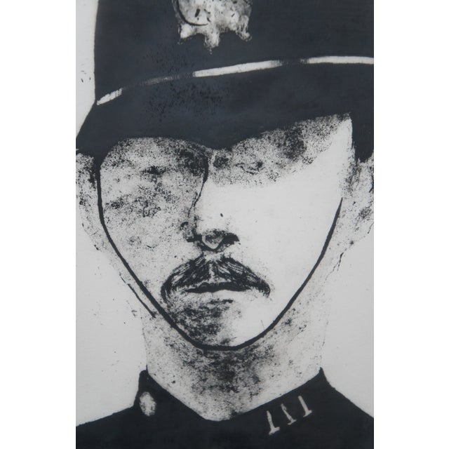 Charles Roth 1977 an Arm of the Law Black & White Police Aquatint Etching 40" For Sale - Image 9 of 12