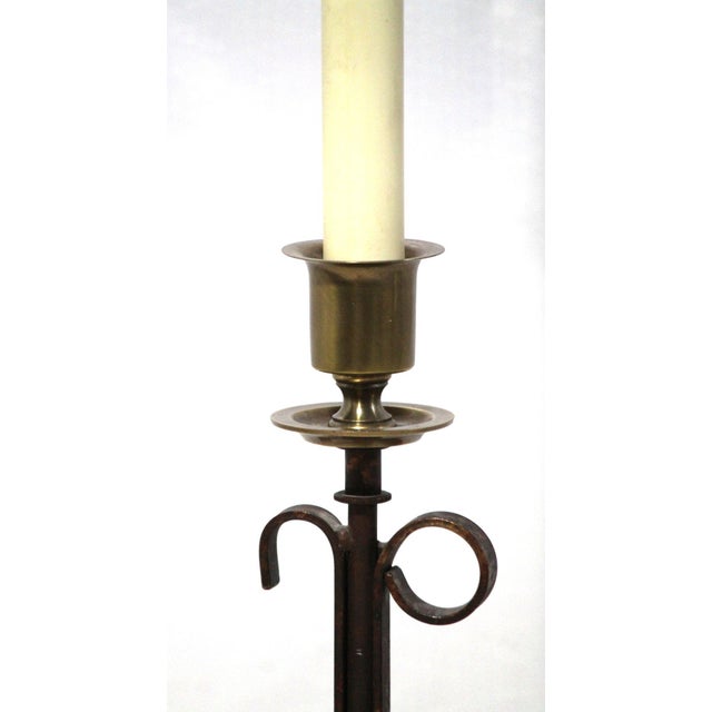 Arts & Crafts Vintage Jg Rempp Hand-Forged Wrought Iron Lamp Signed For Sale - Image 3 of 8