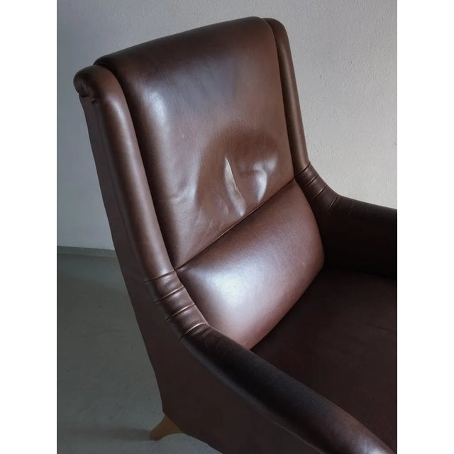 Brown Brown Leather Lounge Chair, Netherlands, 1980s For Sale - Image 8 of 11