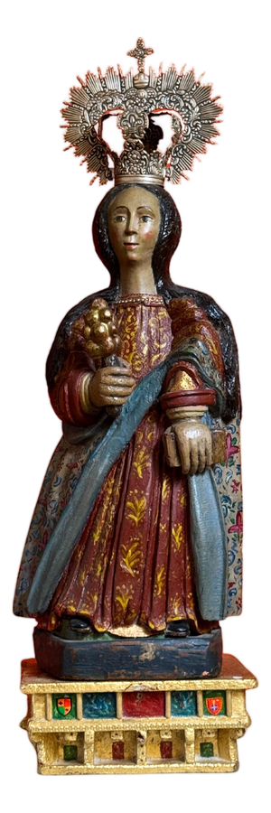 Saint Barbara Figurine in Carved Wood