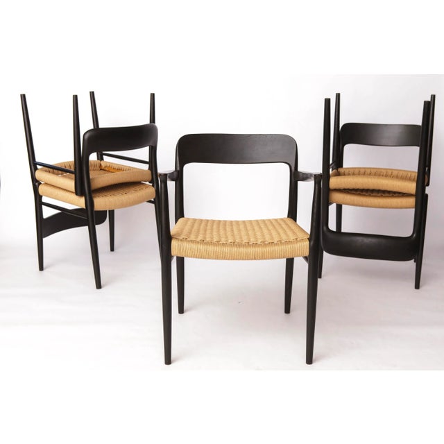 Black Mid-Century Danish Black Model 56 Armchair with Woven Seat by Niels Otto (N. O.) Møller for J. L. Møllers, 1960s For Sale - Image 8 of 10