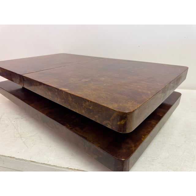 Lacquered Goatskin Sliding Coffee Table, Italy, 1970s For Sale - Image 9 of 18