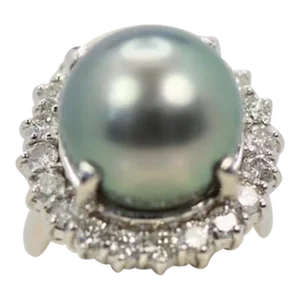 Tahitian Black South Sea Pearl Ring Size 6.5