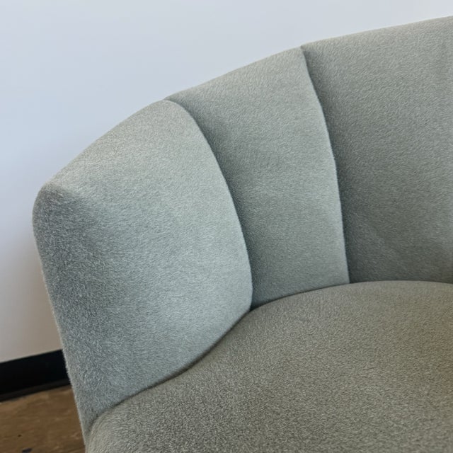 Contemporary Contemporary Swivel Barrel Chair in Pale Blue Performance Velvet For Sale - Image 3 of 7
