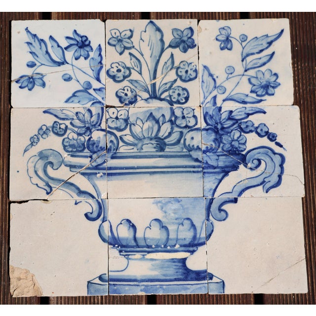 Circa: 18th Century. Country: Portugal. Material: Earthenware, Tin-glazed pottery. Item condition: Five tiles with...