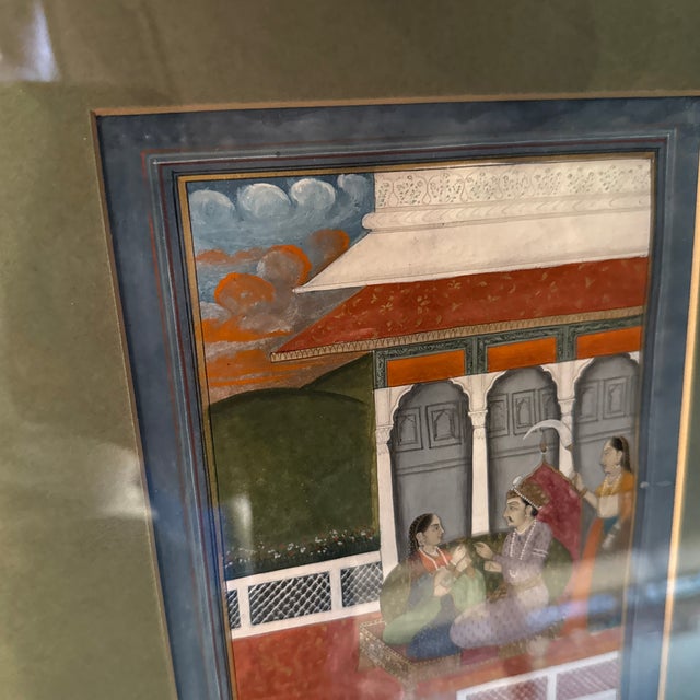 Wood Mughal Emperor With Woman in Palace, Framed For Sale - Image 7 of 10