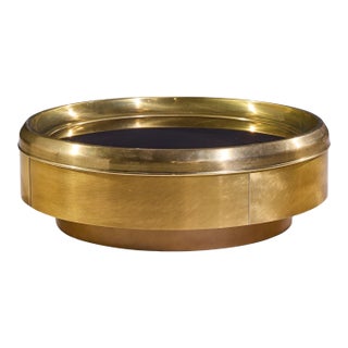 Mastercraft Mid Century Brass and Mirrored Round Coffee Table For Sale