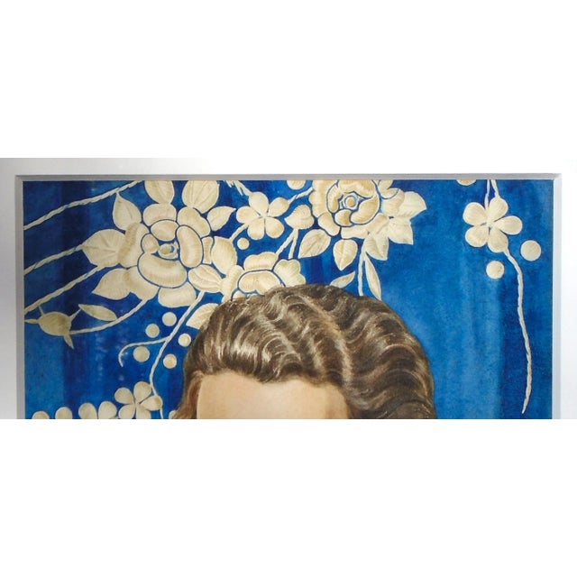 Art Deco Art Deco Style - "Lady's Portrait, '42", Original Watercolor Painting For Sale - Image 3 of 7