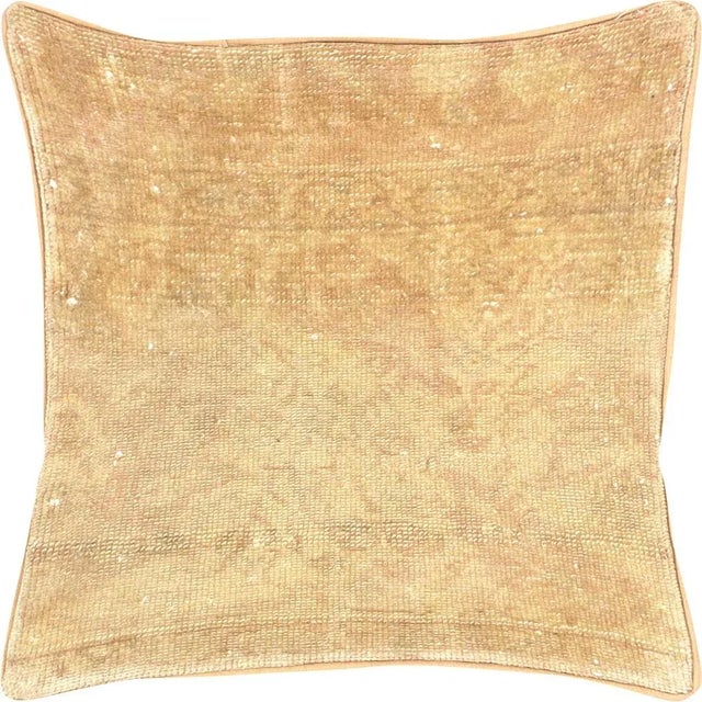 1960s Turkish Oushak Pillow. Hand sewn with fragments of Turkish hand made Oushak wool carpets. Fiber fill. 522239