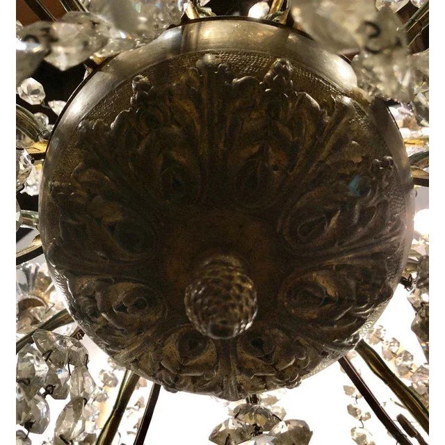Palatial 19/20th Cent Thirty Light French Crystal & Brass Column Form Chandelier For Sale - Image 11 of 13