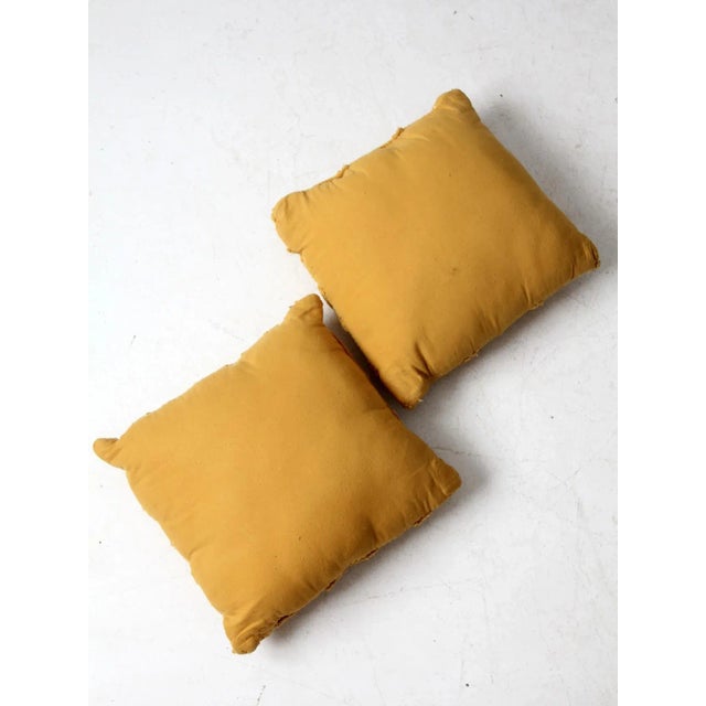 Vintage Mustard Yellow Throw Pillows Pair For Sale - Image 4 of 7