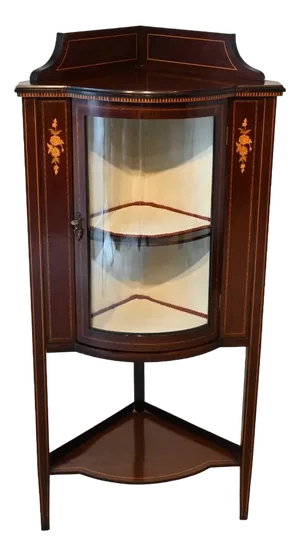 Edwardian Corner Cabinet Bow Front in Mahogany, 1890s