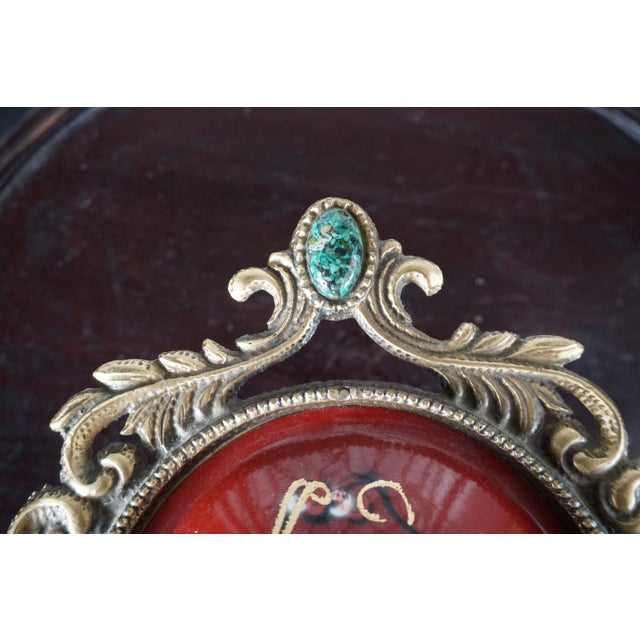 Rococo Vintage Jerusalem Red Enamel Trinket Box With Ornate Gilt Filigree Frame | Holy Land Souvenir Jewelry Box For Sale - Image 3 of 7